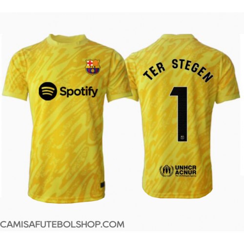 Camisa de time de futebol Barcelona Ter Stegen #1 Goleiro Replicas 1º Equipamento 2024-25 Manga Curta
